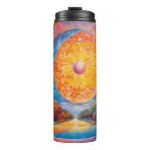 Sun and moon, psychedelic dreams, aboriginal Art Thermal Tumbler