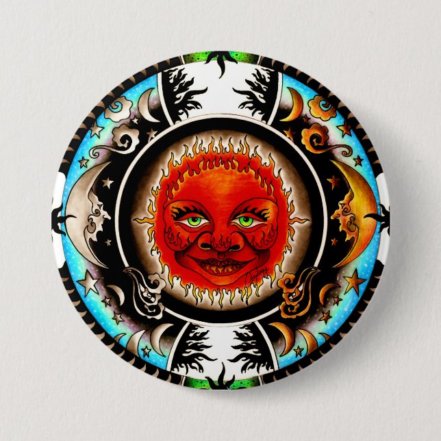 Sun And Moon Space Mandala 7.5 Cm Round Badge (Front)