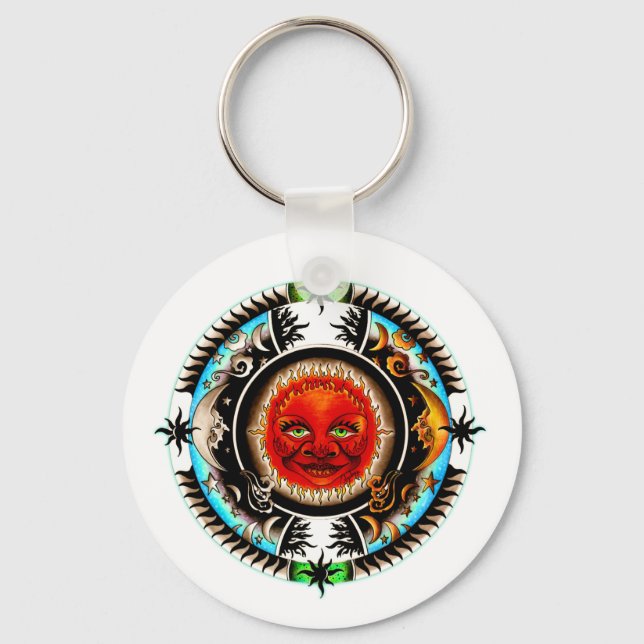 Sun And Moon Space Mandala Key Ring (Front)