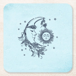 Sun and Moon Square Paper Coaster