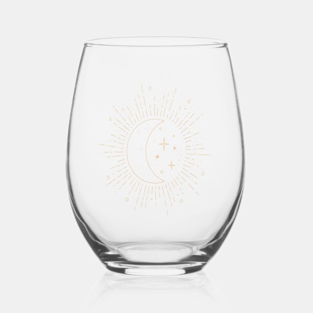 Sun and Moon Stemless Wine Glass (Front)