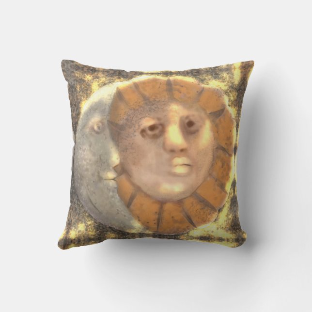 Sun And Moon Symbol Relic Artwork Design  Cushion (Back)