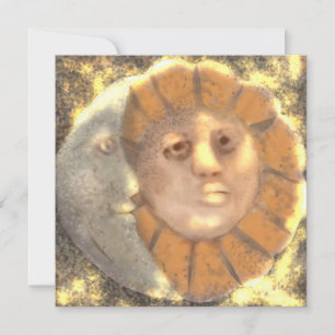 Sun And Moon Symbol Relic Artwork Design Holiday Card