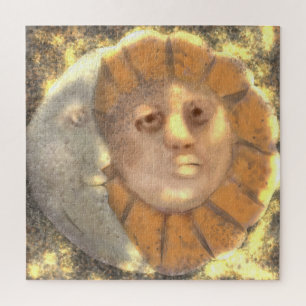 Sun And Moon Symbol Relic Artwork Design  Jigsaw Puzzle