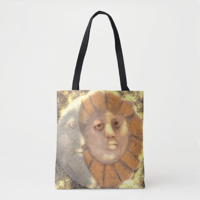 Sun And Moon Symbol Relic Artwork Design  Tote Bag (Front)