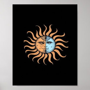 Sun And Moon Vintage Bohemian Abstract Poster