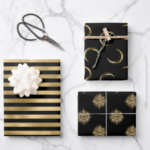 Sun and Moon Wrapping Paper Flat Sheet Set of 3