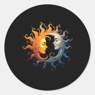 Sun And Moon Yin Yang Celestial Balance Mystical Classic Round Sticker