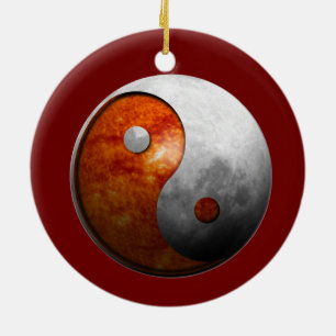 Sun and Moon Yin Yang Ceramic Tree Decoration