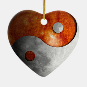Sun and Moon Yin Yang Ceramic Tree Decoration