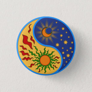 Sun and Moon Yin Yang Colourful 3 Cm Round Badge