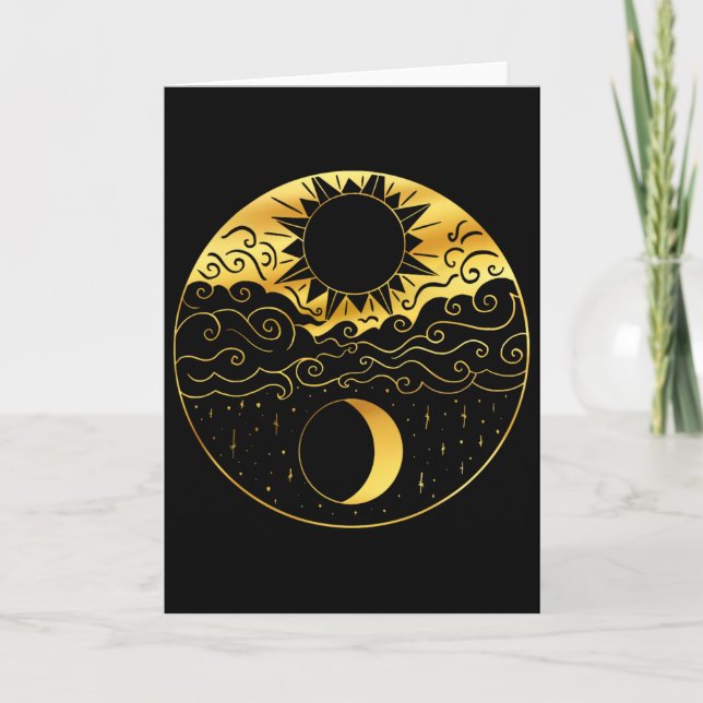 Sun And Moon Yin Yang Star Celestial Meditation Yo Card (Front)