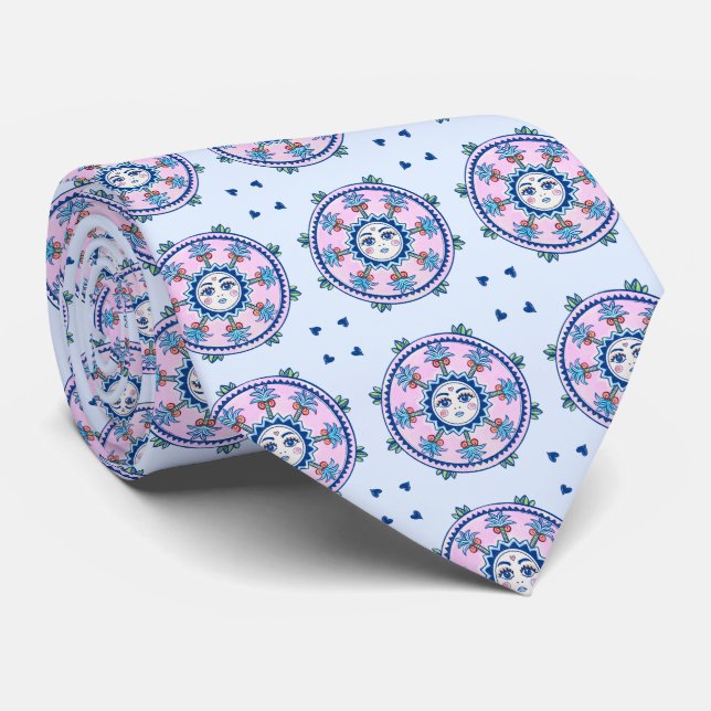 Sun and palm trees circling tie (Rolled)