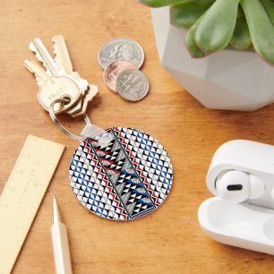 Sun and Rain - Red/White/Blue - Key Ring