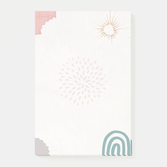sun and rainbow pastel colours post-it notes (Front)