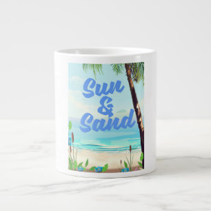 Sun and Sand inspirational quote cartoon poster la Large Coffee Mug
