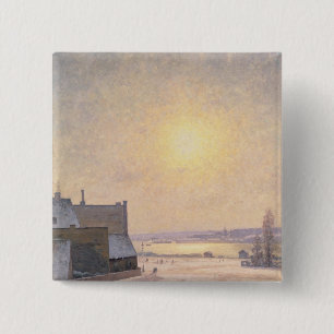 Sun and Snow, Scene from Stockholm 15 Cm Square Badge