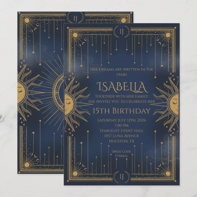 sun and stars invitation (Front/Back)