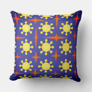 Sun and Stars over Blue Cushion