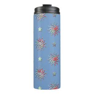 Sun and stars pattern thermal tumbler