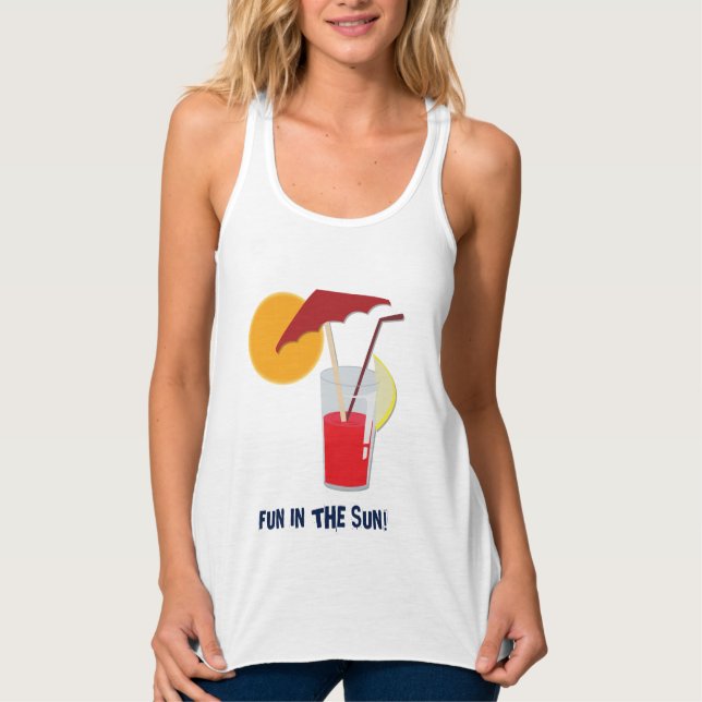 Sun and Summer Drinks Fun Beach Tshirt (Front)