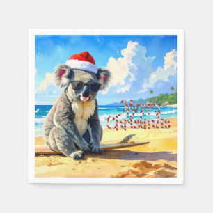 Sun and Surf Koala Santa Hat Napkin