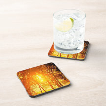 Sun and trees beverage coaster