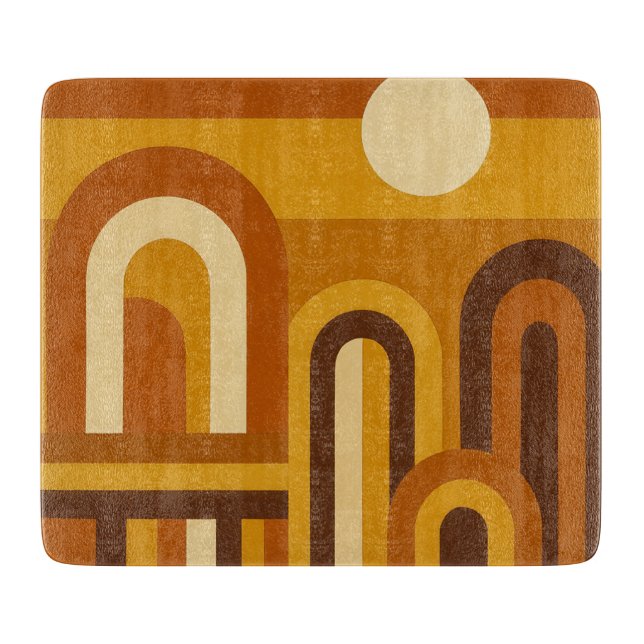 Sun & Arches Mid Century Modern Geometric Design Cutting Board (Front)