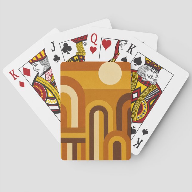 Sun & Arches Mid Century Modern Geometric Design Playing Cards (Back)