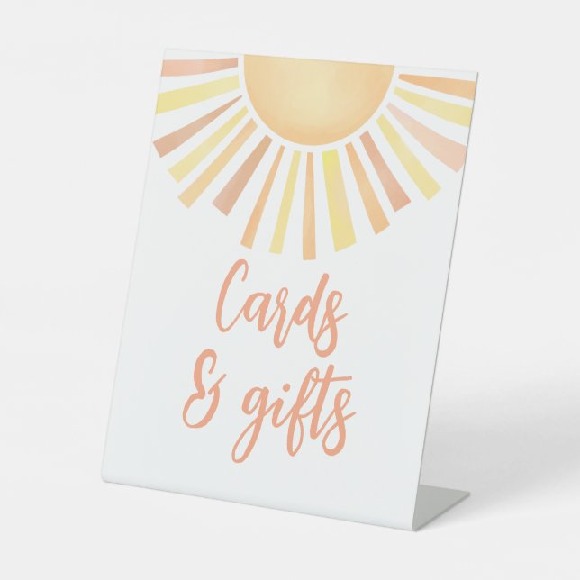 Sun Baby Shower Cards And Gifts Pedestal Sign (Front)