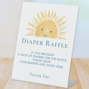 Sun Baby Shower Diaper Raffle Pedestal Sign