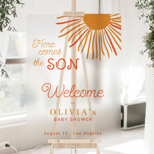 Sun baby shower here comes the son welcome acrylic sign