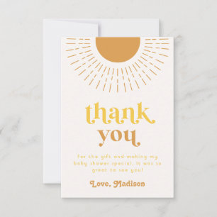 Sun Baby Shower Thank You Card   Sun Thank You