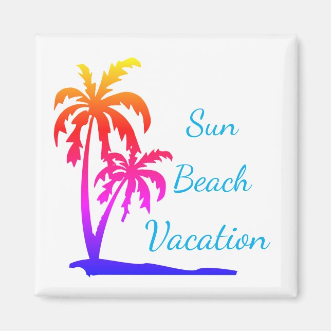 Sun beach vacation colourful palmtrees magnet (Front)