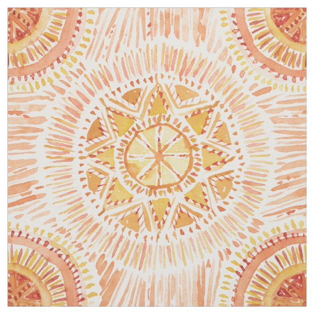SUN BEAMS Mandala Watercolor Fabric (Swatch)