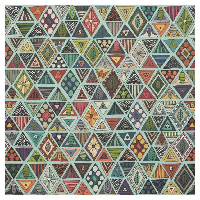 sun bear geo mint fabric (Swatch)