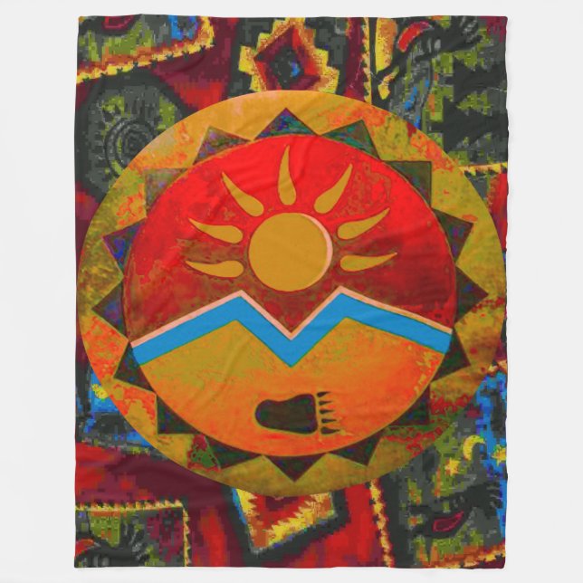 Sun Bear Native American Symbol Fleece Blanket (Front)