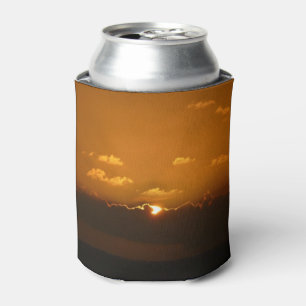 Sun Behind Clouds I Orange Sunset Photo Can Cooler