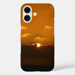 Sun Behind Clouds I Orange Sunset Photo iPhone 16 Case