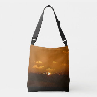 Sun Behind Clouds I Orange Sunset Photo Crossbody Bag