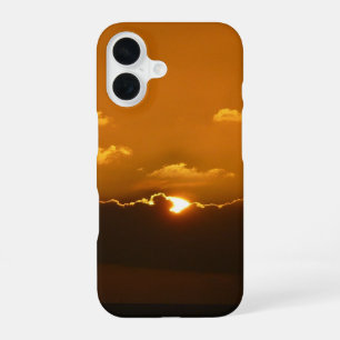 Sun Behind Clouds I Orange Sunset Photo iPhone 16 Case
