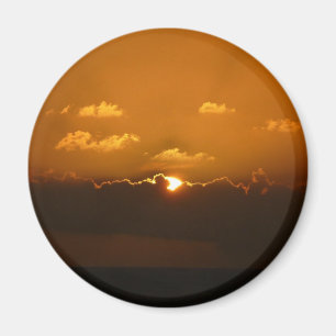 Sun Behind Clouds I Orange Sunset Photo Magnet