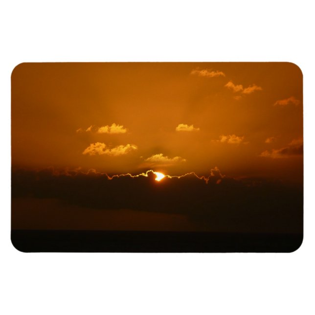 Sun Behind Clouds I Orange Sunset Photo Magnet (Horizontal)