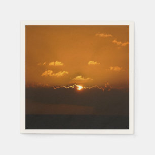 Sun Behind Clouds I Orange Sunset Photo Napkin