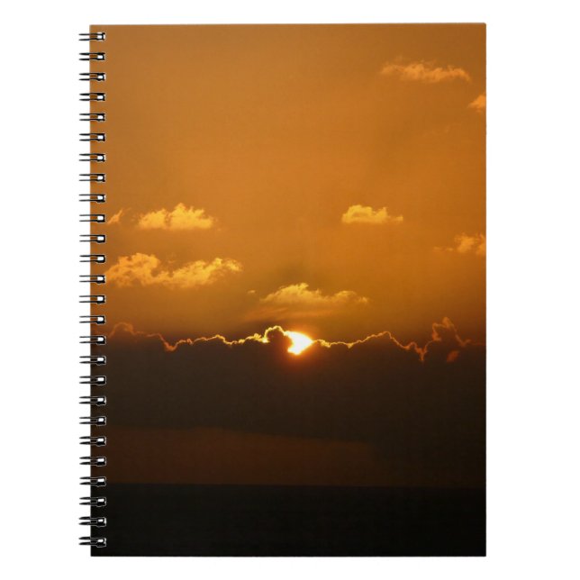 Sun Behind Clouds I Orange Sunset Photo Notebook (Front)