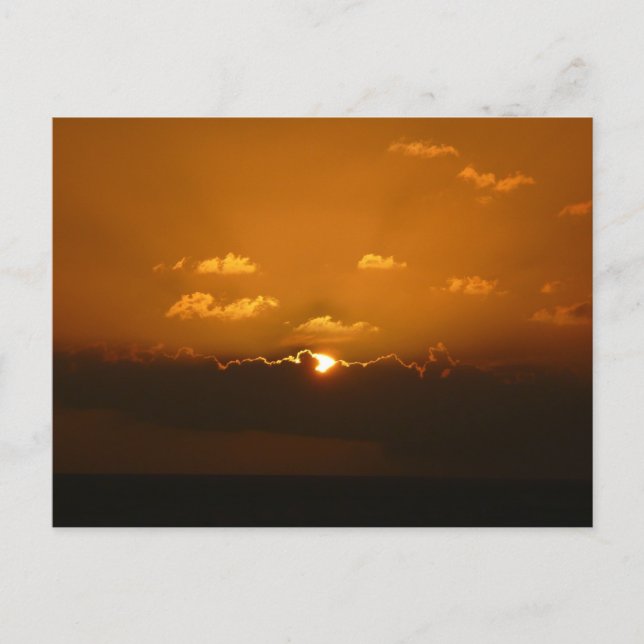 Sun Behind Clouds I Orange Sunset Photo Postcard (Front)