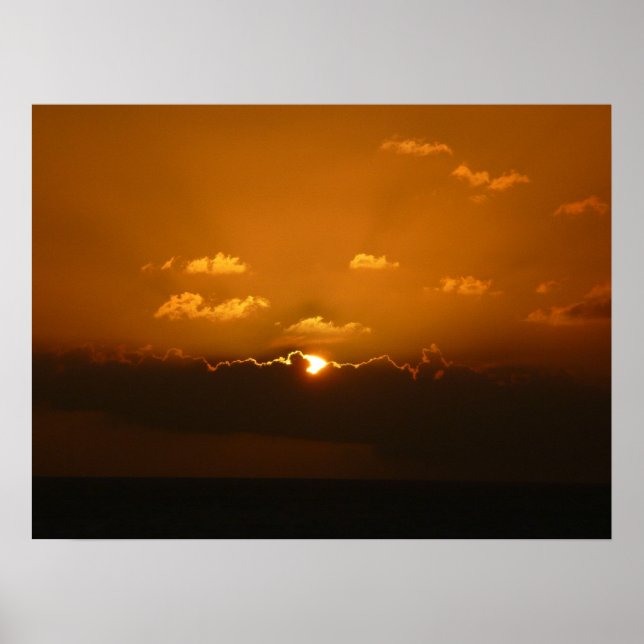 Sun Behind Clouds I Orange Sunset Photo Poster (Front)