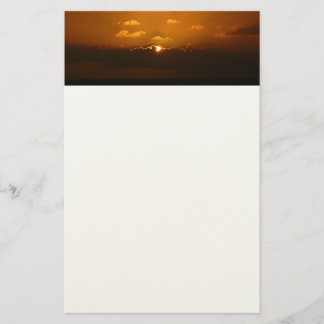 Sun Behind Clouds I Orange Sunset Photo Stationery