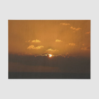 Sun Behind Clouds I Orange Sunset Photo Tissue Paper