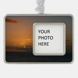 Sun Behind Clouds II Seascape Silver Plated Framed Ornament